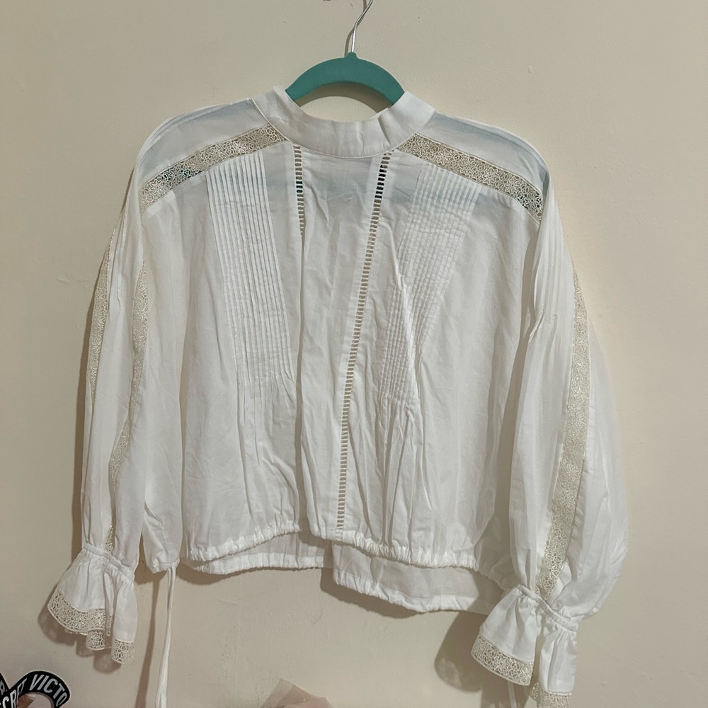 H&M White Blouse with Lace Details